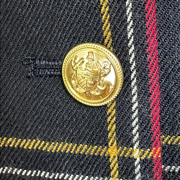 H. Stockton Atlanta Red Black Yellow Tartan Plaid Wool Cropped Jacket Size 2 - Picture 9 of 15